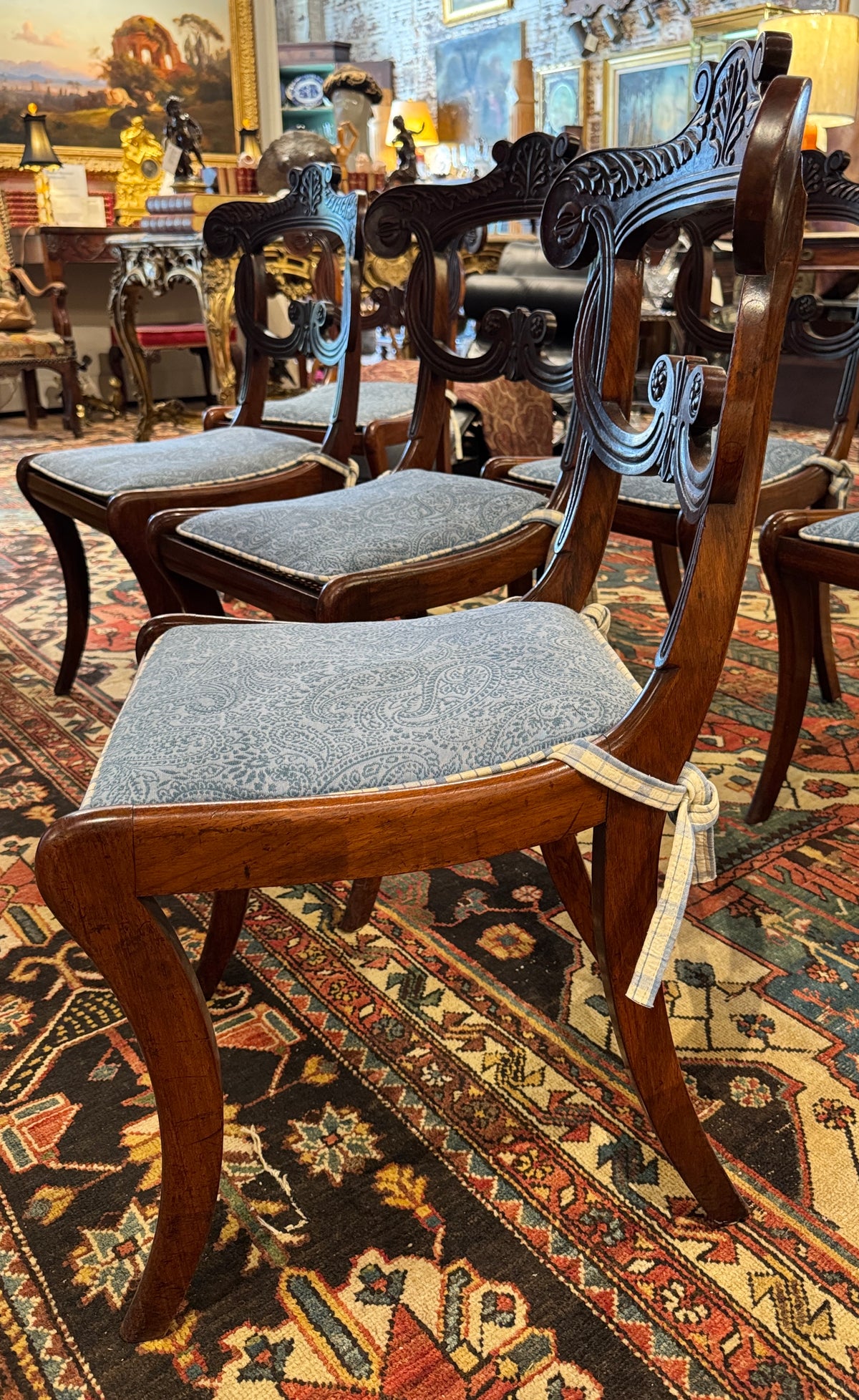 Set of 6 English Regency Mahogany Caned Dining Chairs