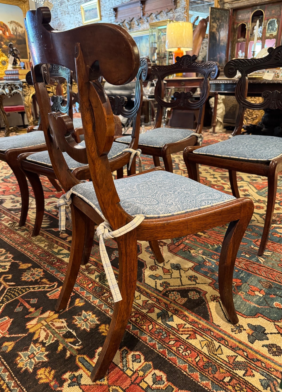 Set of 6 English Regency Mahogany Caned Dining Chairs