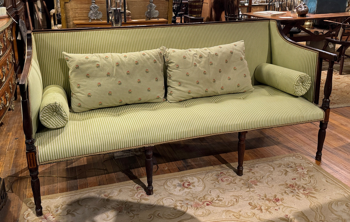 American Federal Sheraton Sofa With Green Ticking Stripe