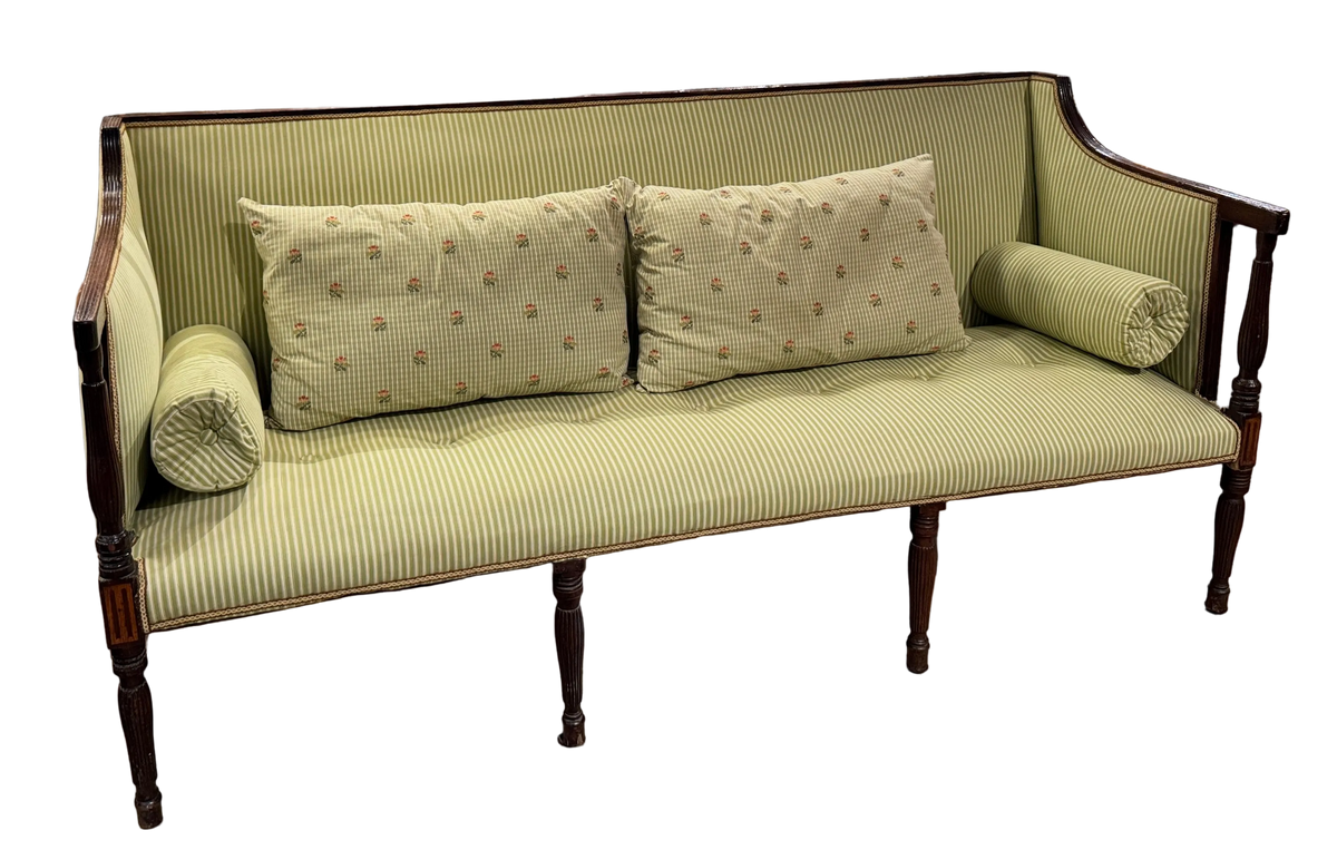American Federal Sheraton Sofa With Green Ticking Stripe