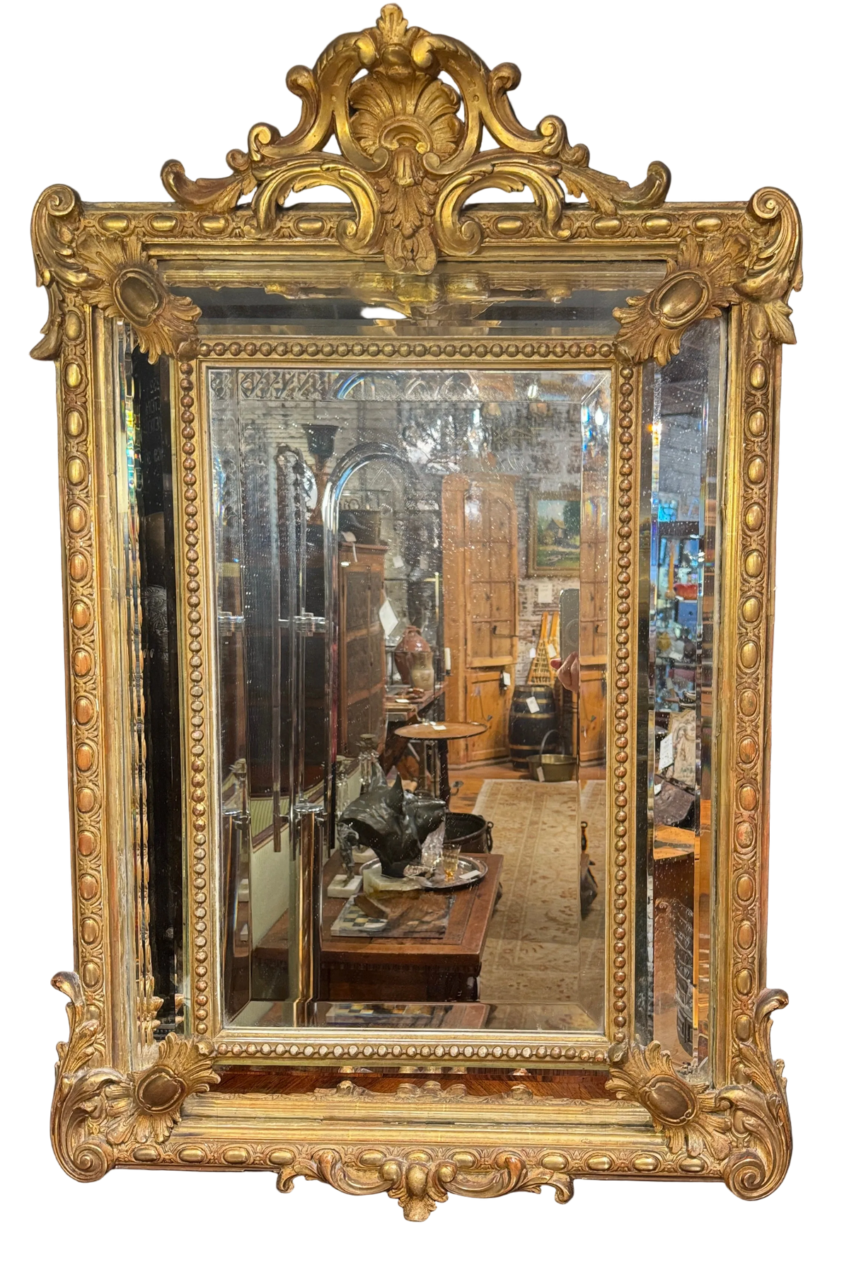 Antique French Louis Philippe Carved Gilt Mirror