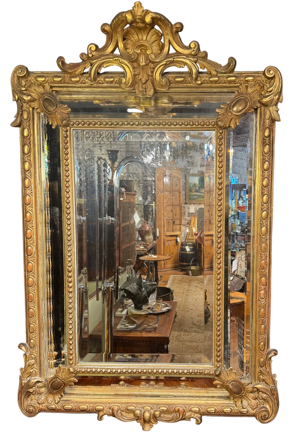 Antique French Louis Philippe Carved Gilt Mirror