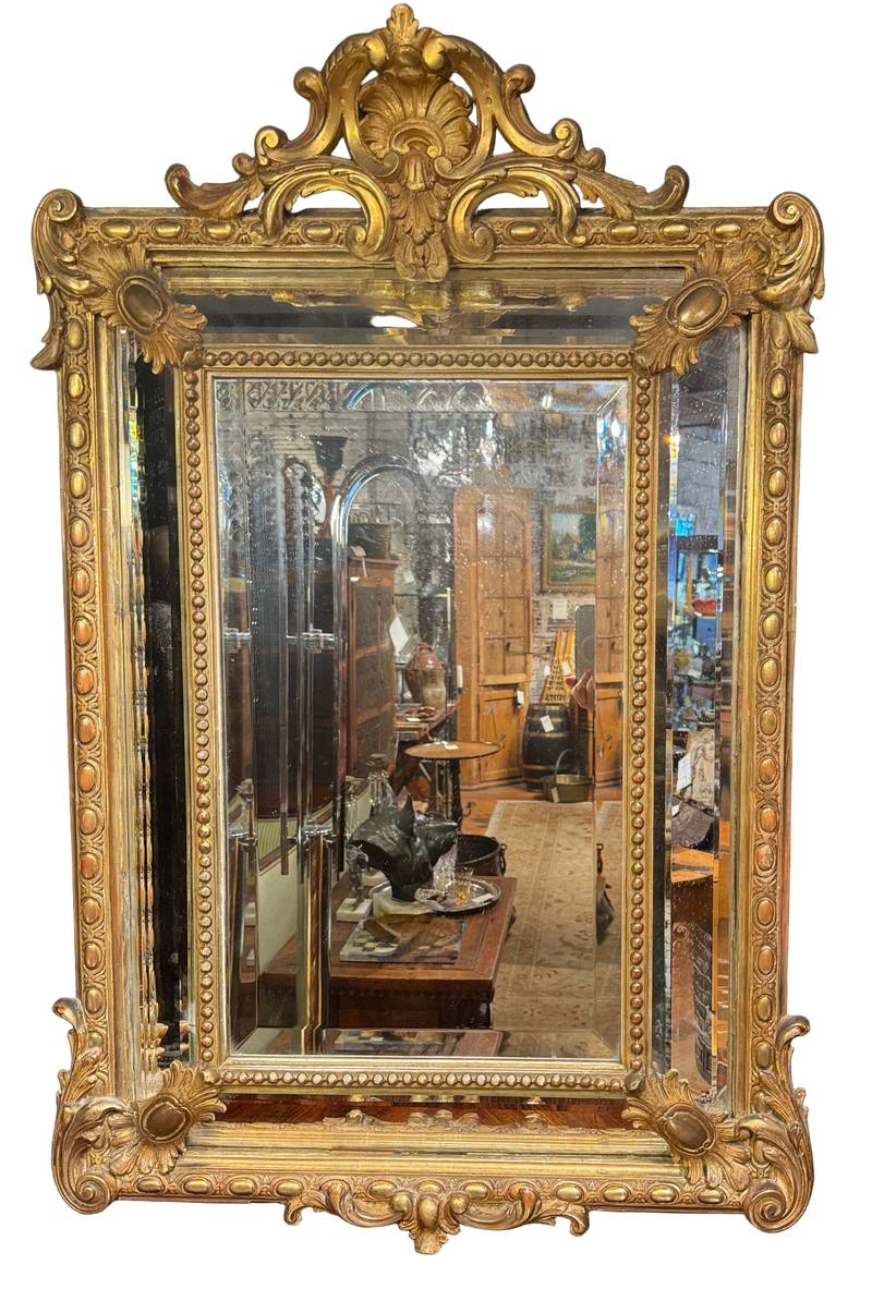 Antique French Louis Philippe Carved Gilt Mirror