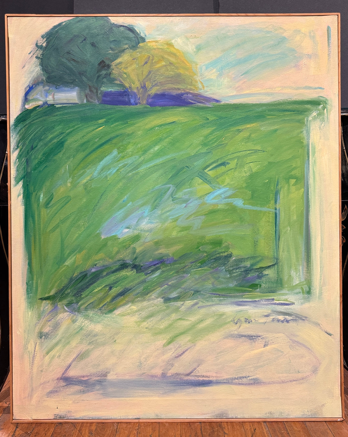 Lynne Tanner Modernist Landscape in Greens and Blues