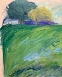 Lynne Tanner Modernist Landscape in Greens and Blues