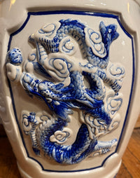 Pair of Vintage Blue and White Garden Stools