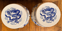 Pair of Vintage Blue and White Garden Stools