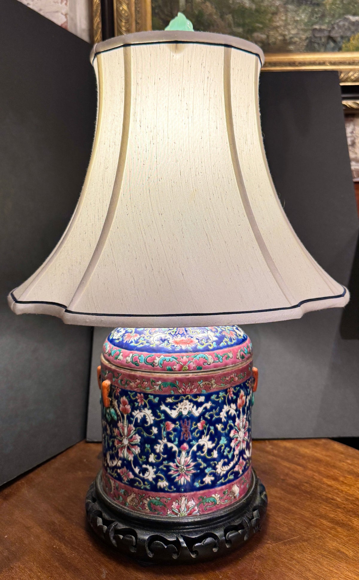 Chinese Lidded Jar Converted To a Lamp, 20th Century
