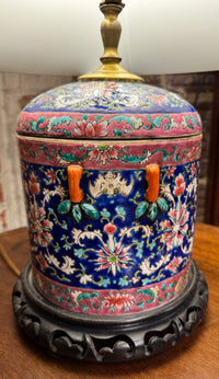 Chinese Lidded Jar Converted To a Lamp, 20th Century