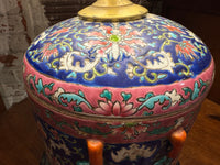 Chinese Lidded Jar Converted To a Lamp, 20th Century