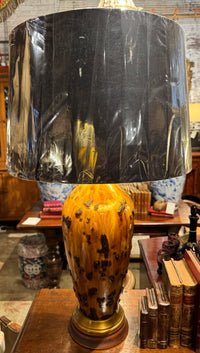 Mid Century Studio Pottery Lamp With Lava Glaze