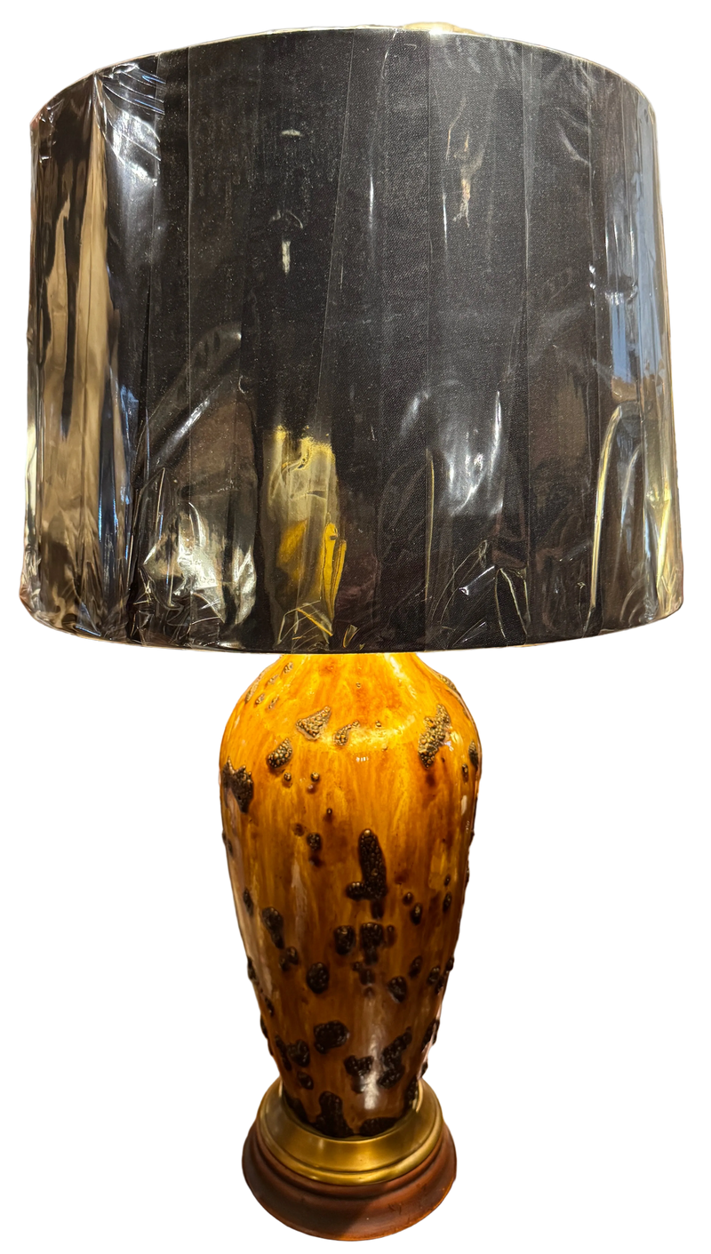 Mid Century Studio Pottery Lamp With Lava Glaze