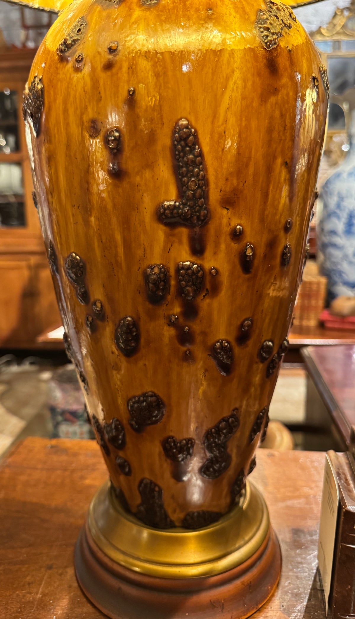 Mid Century Studio Pottery Lamp With Lava Glaze