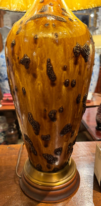 Mid Century Studio Pottery Lamp With Lava Glaze