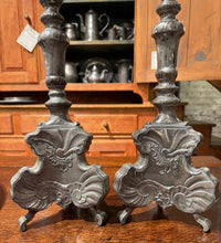Pair Early 18th Century Northern Continental Pewter Rococo Prickets