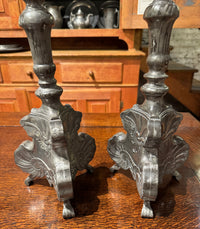 Pair Early 18th Century Northern Continental Pewter Rococo Prickets