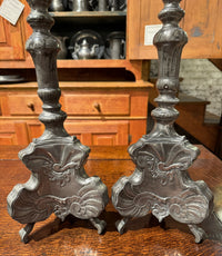 Pair Early 18th Century Northern Continental Pewter Rococo Prickets