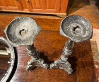 Pair Early 18th Century Northern Continental Pewter Rococo Prickets